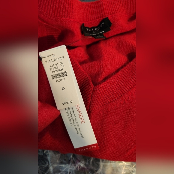 NWT Talbots Women's Red Cashmere Sweater Petite - Picture 3 of 9